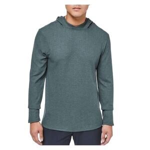 Lululemon Shift Stitch Long Sleeve Hoodie M Heathered Gravity Blue Waffle Knit
